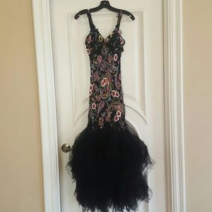 Vintage Cassandra Stone beaded tulle gown sz4 PROM